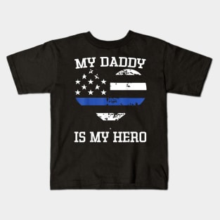 Thin Blue Line Heart Flag Police Officer Support Kids T-Shirt